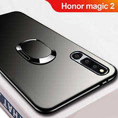 Ultra-thin Silicone Gel Soft Case with Magnetic Finger Ring Stand A02 for Huawei Honor Magic 2 Black