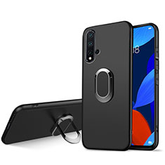 Ultra-thin Silicone Gel Soft Case with Magnetic Finger Ring Stand for Huawei Nova 5 Pro Black