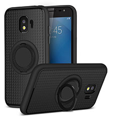 Ultra-thin Silicone Gel Soft Case with Magnetic Finger Ring Stand for Samsung Galaxy J2 Pro (2018) J250F Black