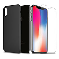 Ultra-thin Silicone Gel Soft Case with Screen Protector for Apple iPhone Xs Black
