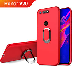 Ultra-thin Silicone Gel Soft Cover with Magnetic Finger Ring Stand for Huawei Honor View 20 Red