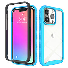 Ultra-thin Silicone Gel Soft Matte Finish Front and Back Case 360 Degrees Cover for Apple iPhone 13 Pro Max Sky Blue