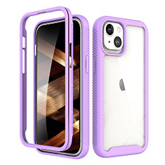 Ultra-thin Silicone Gel Soft Matte Finish Front and Back Case 360 Degrees Cover for Apple iPhone 15 Plus Purple