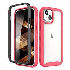 Ultra-thin Silicone Gel Soft Matte Finish Front and Back Case 360 Degrees Cover for Apple iPhone 15 Plus Red and Black