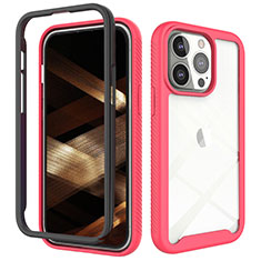 Ultra-thin Silicone Gel Soft Matte Finish Front and Back Case 360 Degrees Cover for Apple iPhone 15 Pro Hot Pink