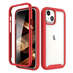 Ultra-thin Silicone Gel Soft Matte Finish Front and Back Case 360 Degrees Cover for Apple iPhone 15 Red