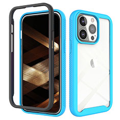 Ultra-thin Silicone Gel Soft Matte Finish Front and Back Case 360 Degrees Cover for Apple iPhone 16 Pro Max Sky Blue