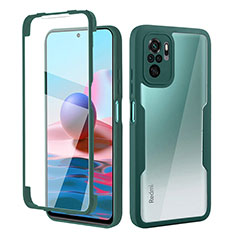 Ultra-thin Silicone Gel Soft Matte Finish Front and Back Case 360 Degrees Cover for Xiaomi Redmi Note 10 4G Green