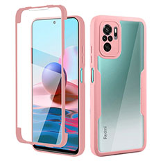 Ultra-thin Silicone Gel Soft Matte Finish Front and Back Case 360 Degrees Cover for Xiaomi Redmi Note 10 4G Pink