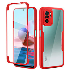 Ultra-thin Silicone Gel Soft Matte Finish Front and Back Case 360 Degrees Cover for Xiaomi Redmi Note 10 4G Red