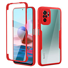 Ultra-thin Silicone Gel Soft Matte Finish Front and Back Case 360 Degrees Cover for Xiaomi Redmi Note 10S 4G Red