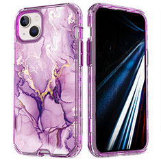 Ultra-thin Silicone Gel Soft Matte Finish Front and Back Case 360 Degrees Cover YJ1 for Apple iPhone 13 Pro Max Purple