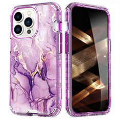 Ultra-thin Silicone Gel Soft Matte Finish Front and Back Case 360 Degrees Cover YJ1 for Apple iPhone 14 Pro Purple