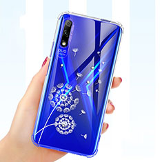 Ultra-thin Transparent Flowers Soft Case Cover for Huawei P Smart Z (2019) Blue