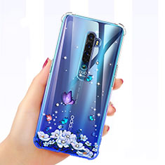 Ultra-thin Transparent Flowers Soft Case Cover for Oppo Reno2 Purple