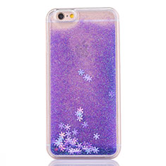 Ultra-thin Transparent Flowers Soft Case Cover T01 for Apple iPhone 6S Plus Purple