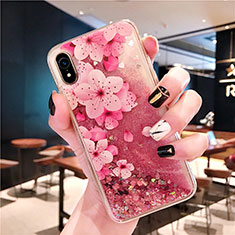Ultra-thin Transparent Flowers Soft Case Cover T01 for Apple iPhone XR Pink