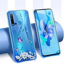 Ultra-thin Transparent Flowers Soft Case Cover T01 for Huawei P20 Lite (2019) Purple