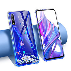 Ultra-thin Transparent Flowers Soft Case Cover T01 for Huawei Y9 Prime (2019) Purple