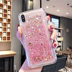 Ultra-thin Transparent Flowers Soft Case Cover T02 for Apple iPhone XR Gold