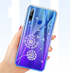 Ultra-thin Transparent Flowers Soft Case Cover T03 for Huawei P Smart+ Plus (2019) Blue