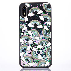 Ultra-thin Transparent Flowers Soft Case Cover T06 for Apple iPhone XR Black