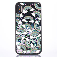 Ultra-thin Transparent Flowers Soft Case Cover T06 for Apple iPhone Xs Max Black