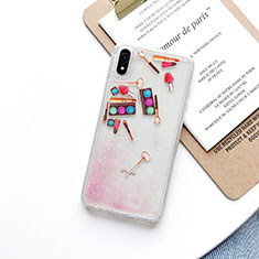 Ultra-thin Transparent Flowers Soft Case Cover T11 for Apple iPhone XR Pink