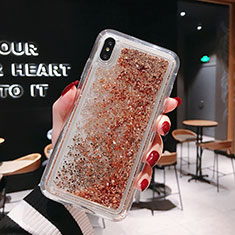 Ultra-thin Transparent Flowers Soft Case Cover T15 for Apple iPhone Xs Gold