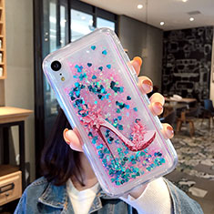 Ultra-thin Transparent Flowers Soft Case Cover T21 for Apple iPhone XR Blue