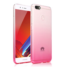 Ultra-thin Transparent Gel Gradient Soft Case Cover for Huawei Enjoy 7 Pink