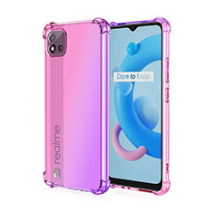 Ultra-thin Transparent Gel Gradient Soft Case Cover for Realme C20 Hot Pink