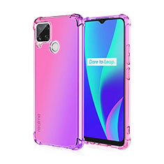 Ultra-thin Transparent Gel Gradient Soft Case Cover for Realme C25 Hot Pink