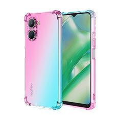 Ultra-thin Transparent Gel Gradient Soft Case Cover for Realme C33 Cyan