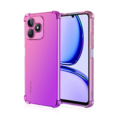 Ultra-thin Transparent Gel Gradient Soft Case Cover for Realme C51 Hot Pink