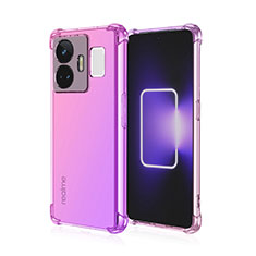 Ultra-thin Transparent Gel Gradient Soft Case Cover for Realme GT3 5G Hot Pink