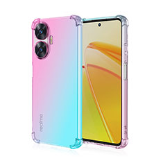 Ultra-thin Transparent Gel Gradient Soft Case Cover for Realme Narzo N55 Cyan