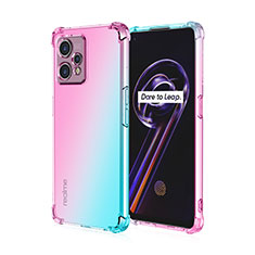 Ultra-thin Transparent Gel Gradient Soft Case Cover for Realme V25 5G Cyan