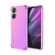 Ultra-thin Transparent Gel Gradient Soft Case Cover for Realme V30 5G Hot Pink