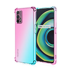 Ultra-thin Transparent Gel Gradient Soft Case Cover for Realme X7 Max 5G Cyan