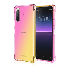 Ultra-thin Transparent Gel Gradient Soft Case Cover for Sony Xperia 10 III SOG04 Yellow