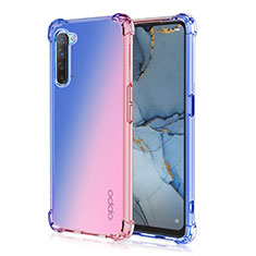 Ultra-thin Transparent Gel Gradient Soft Case Cover G01 for Oppo Reno3 Blue