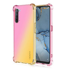 Ultra-thin Transparent Gel Gradient Soft Case Cover G01 for Oppo Reno3 Yellow