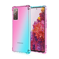 Ultra-thin Transparent Gel Gradient Soft Case Cover G01 for Samsung Galaxy S20 FE 4G Cyan