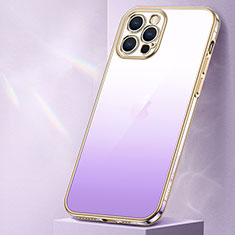 Ultra-thin Transparent Gel Gradient Soft Case Cover S01 for Apple iPhone 14 Pro Purple