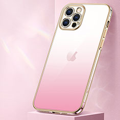 Ultra-thin Transparent Gel Gradient Soft Case Cover S01 for Apple iPhone 15 Pro Max Rose Gold