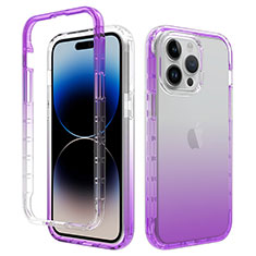Ultra-thin Transparent Gel Gradient Soft Matte Finish Front and Back Case 360 Degrees Cover for Apple iPhone 13 Pro Max Purple