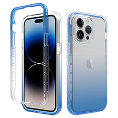 Ultra-thin Transparent Gel Gradient Soft Matte Finish Front and Back Case 360 Degrees Cover for Apple iPhone 14 Pro Blue