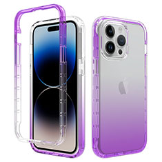 Ultra-thin Transparent Gel Gradient Soft Matte Finish Front and Back Case 360 Degrees Cover for Apple iPhone 16 Pro Max Purple