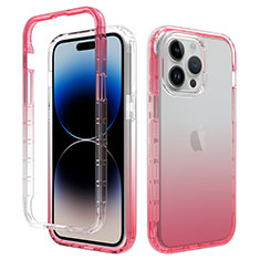 Ultra-thin Transparent Gel Gradient Soft Matte Finish Front and Back Case 360 Degrees Cover for Apple iPhone 16 Pro Red